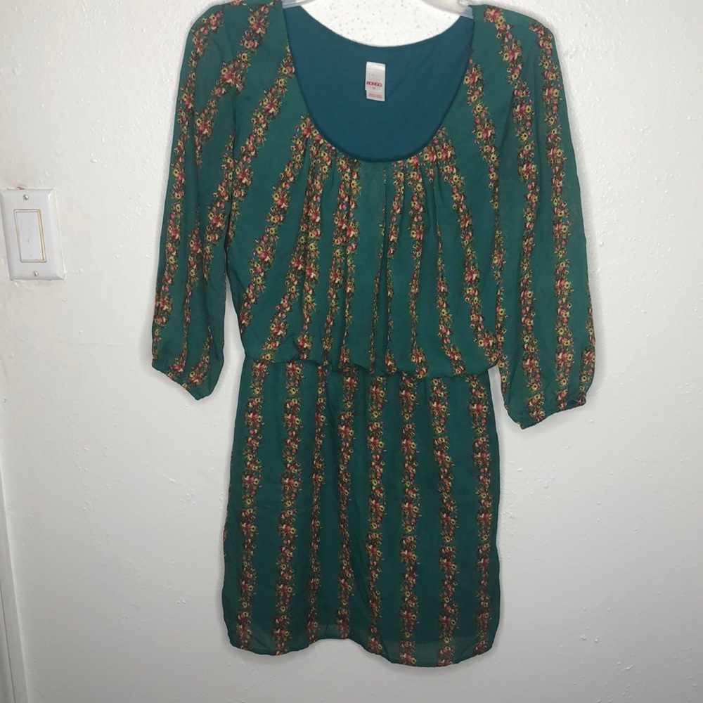Emerald green dress with flowers